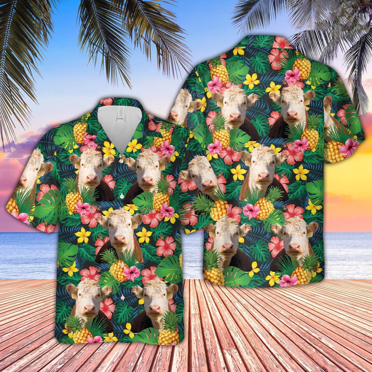 Hereford Summer Pattern 3D Hawaiian Shirt