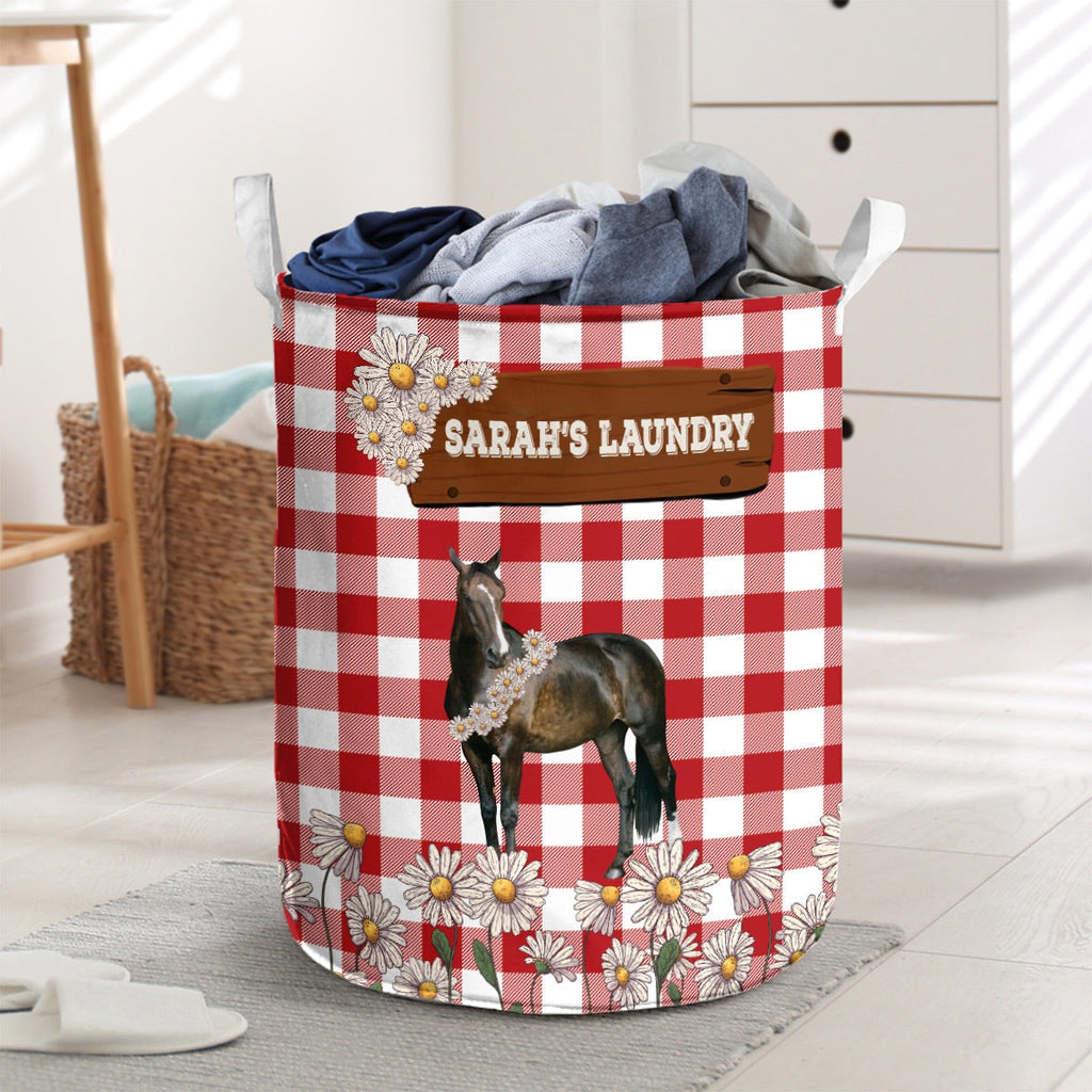 Personalized Horse Daisy Flower Laundry Basket