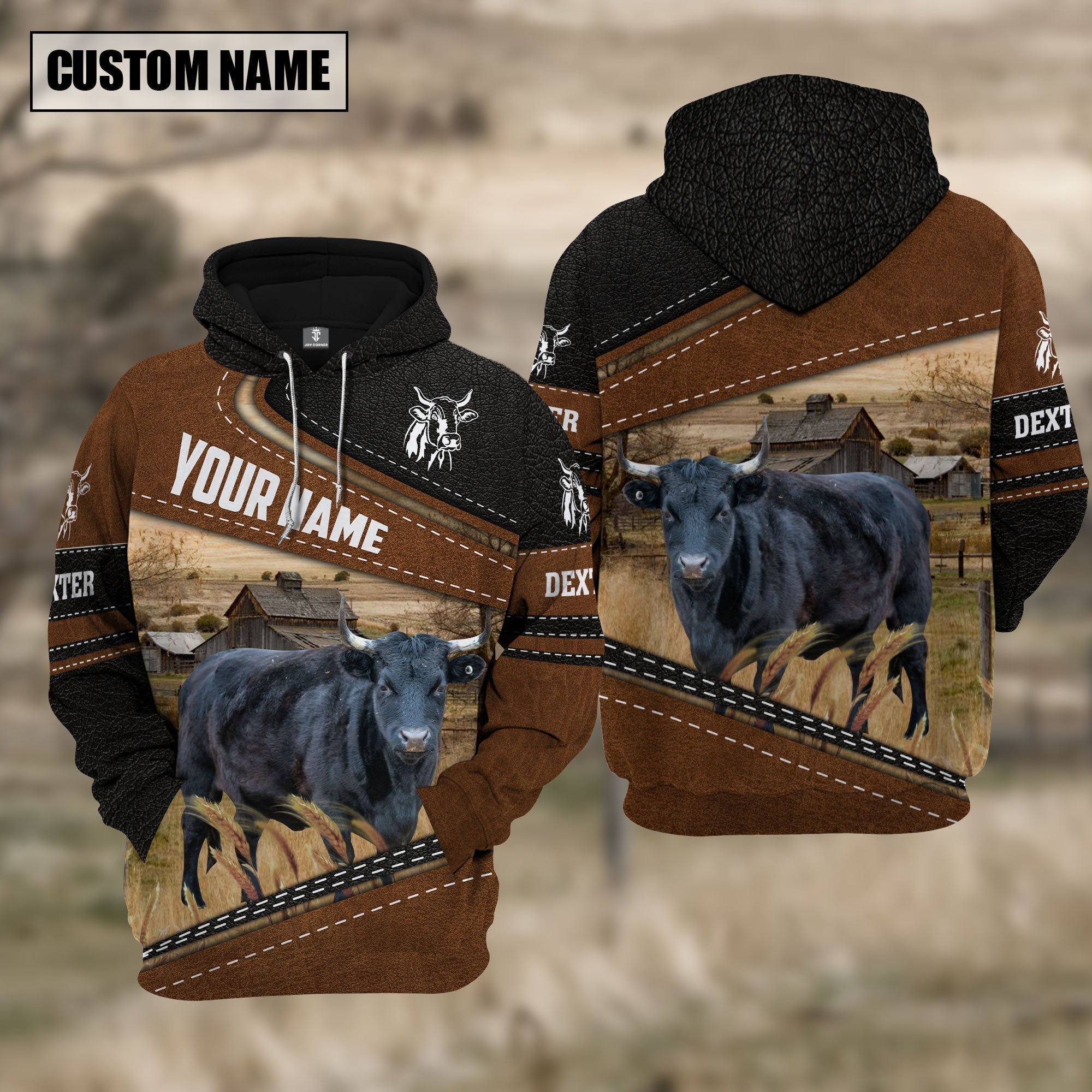 Dexter  Cattle Leather Pattern Farm Personalized 3D Hoodie