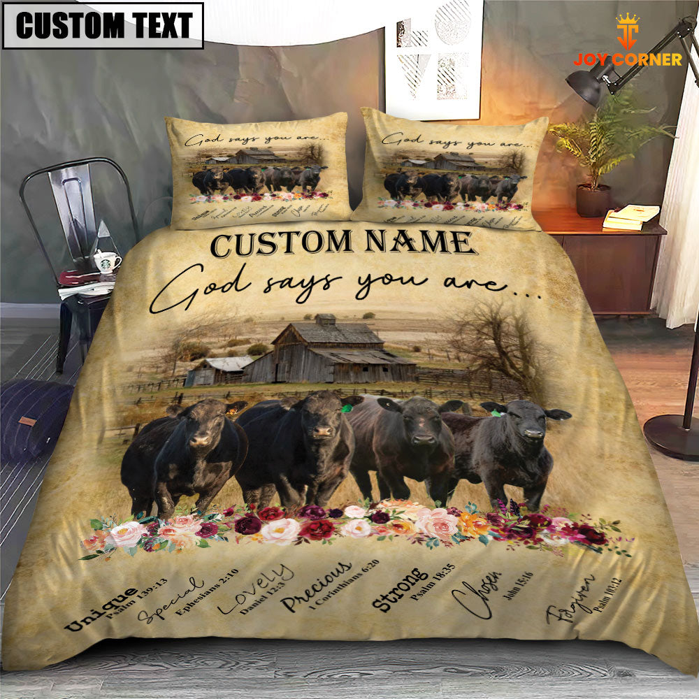 Black Angus God Says You Are Custom Name Bedding Set