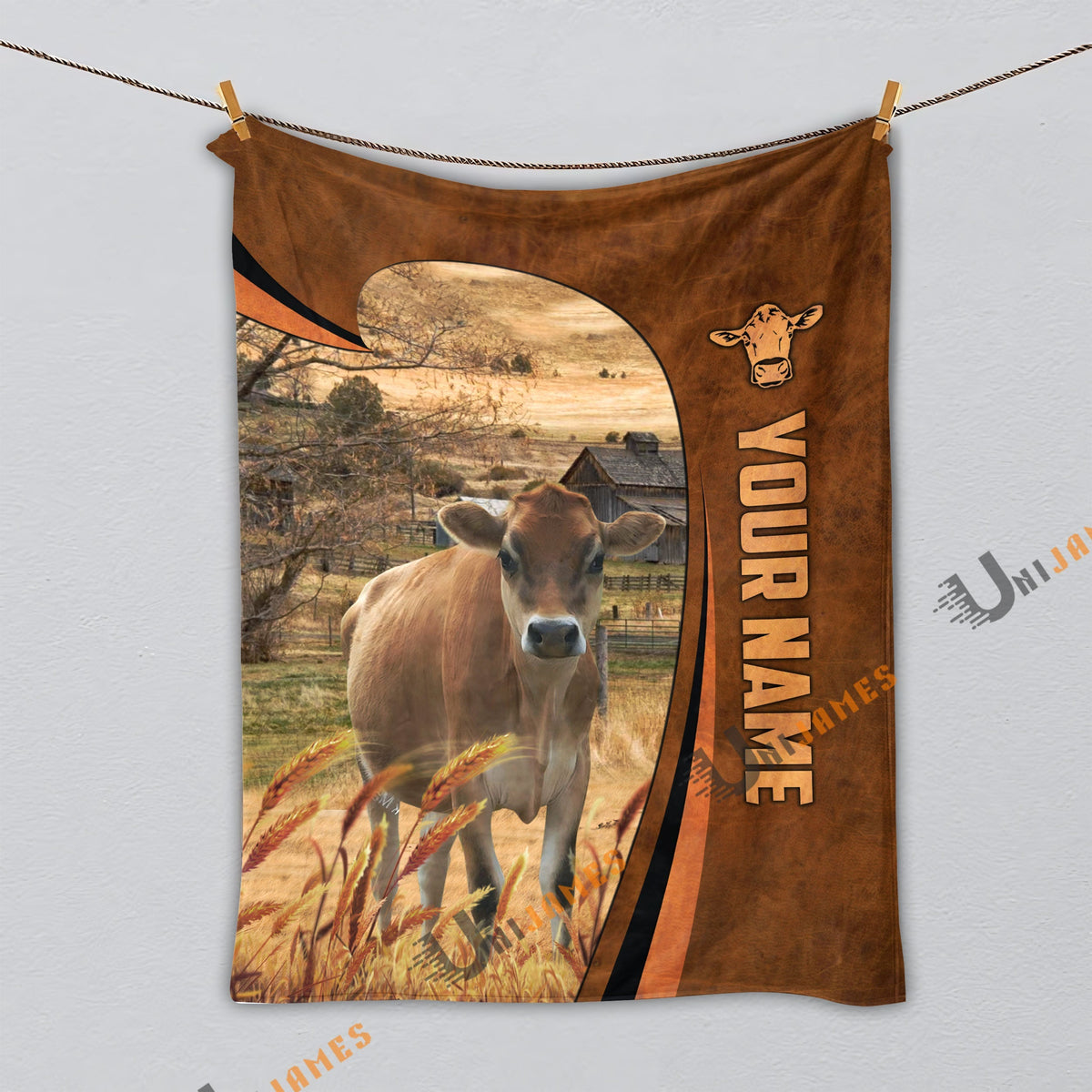 Personalized Name Jersey Premium Brown Pattern 3D Blanket