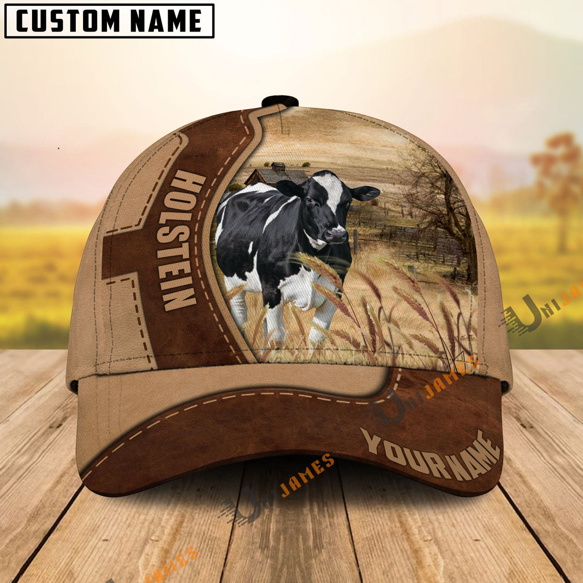 Holstein Cattle Suede Pattern Customized Name Cap