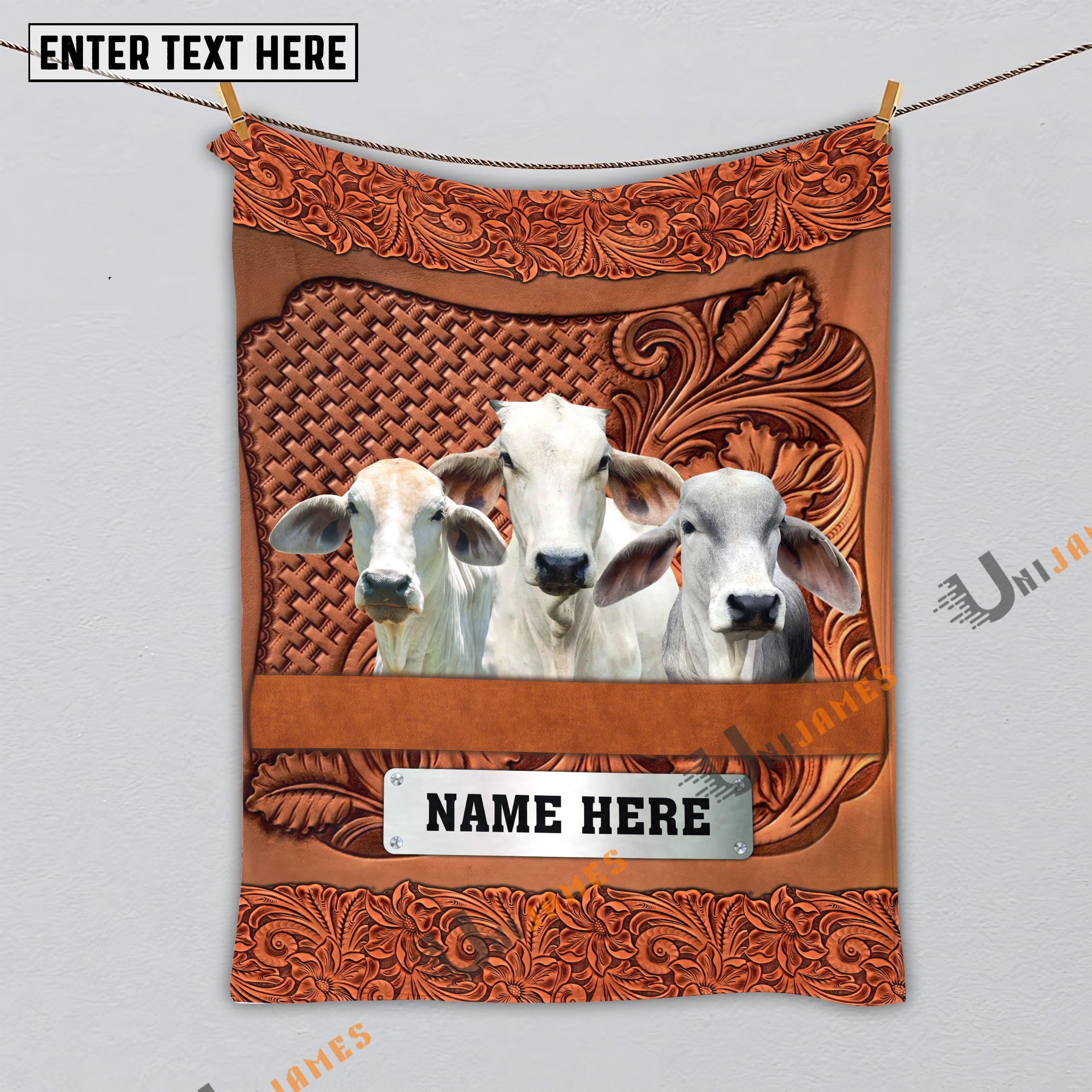 Brahman Cattle Farming Life Personalized Name Blanket