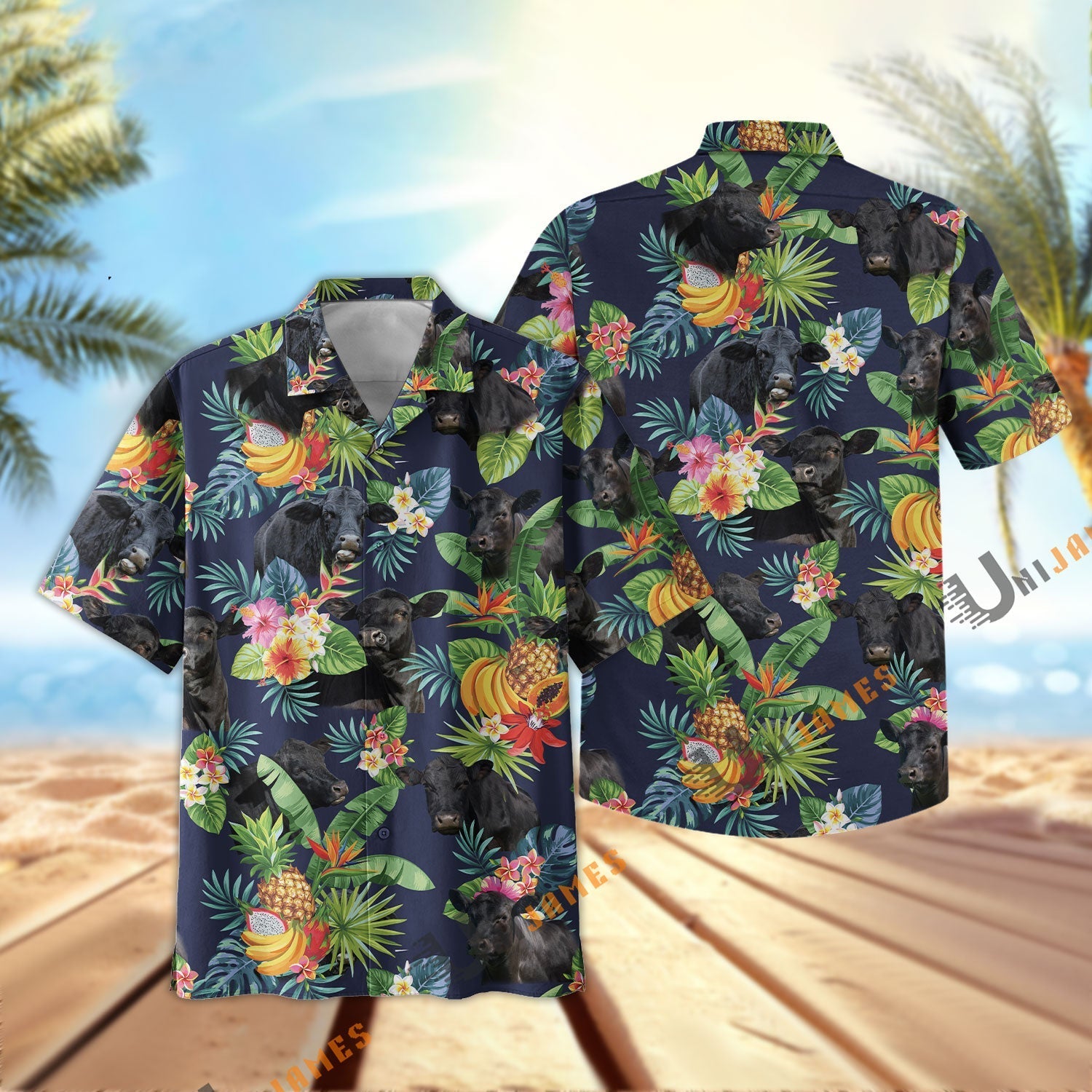 Black Angus Fruit Summer Hawaiian Shirt