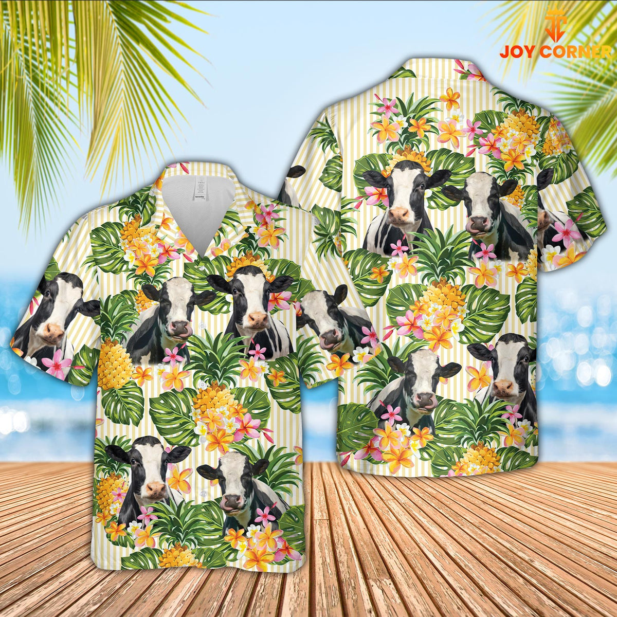 Holstein Pineapple Pattern Hawaiian Shirt