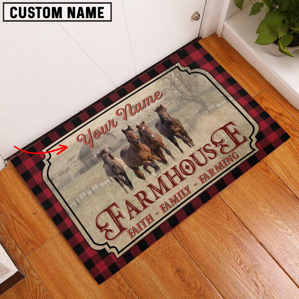 Horse Faith Family Farming Custom Name Doormat