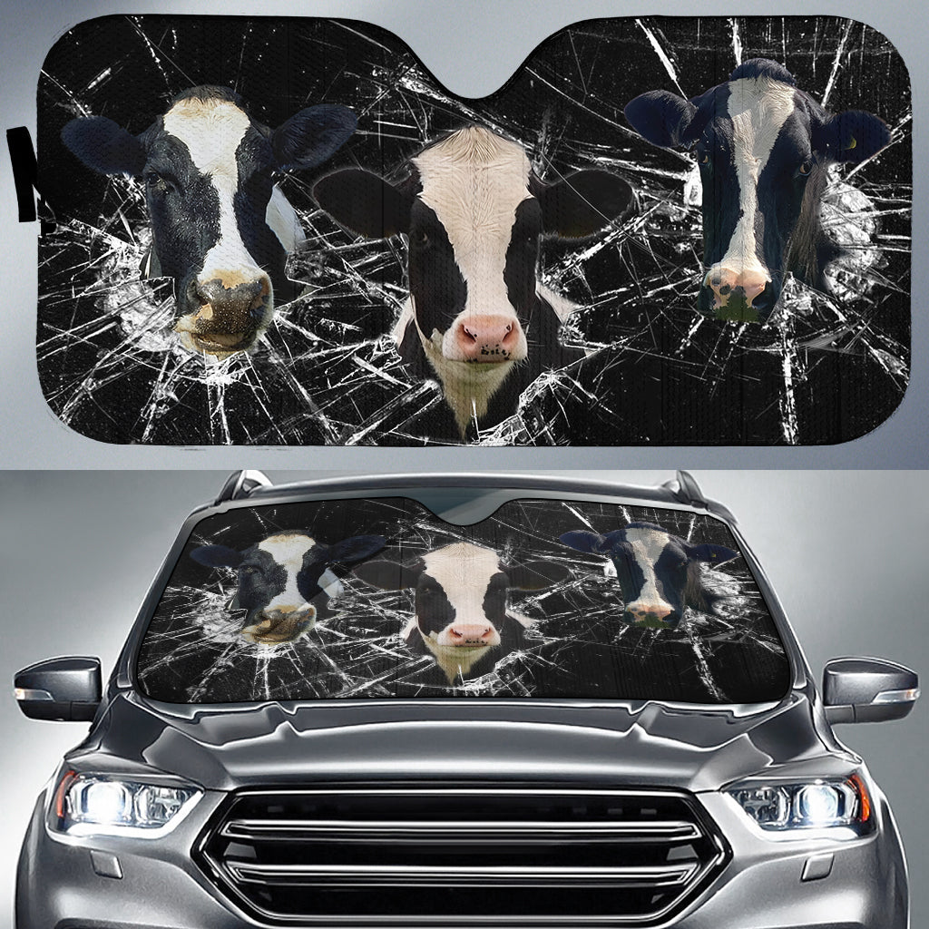 Fresian Milk Cows Broken Glasses 3D Sun Shade
