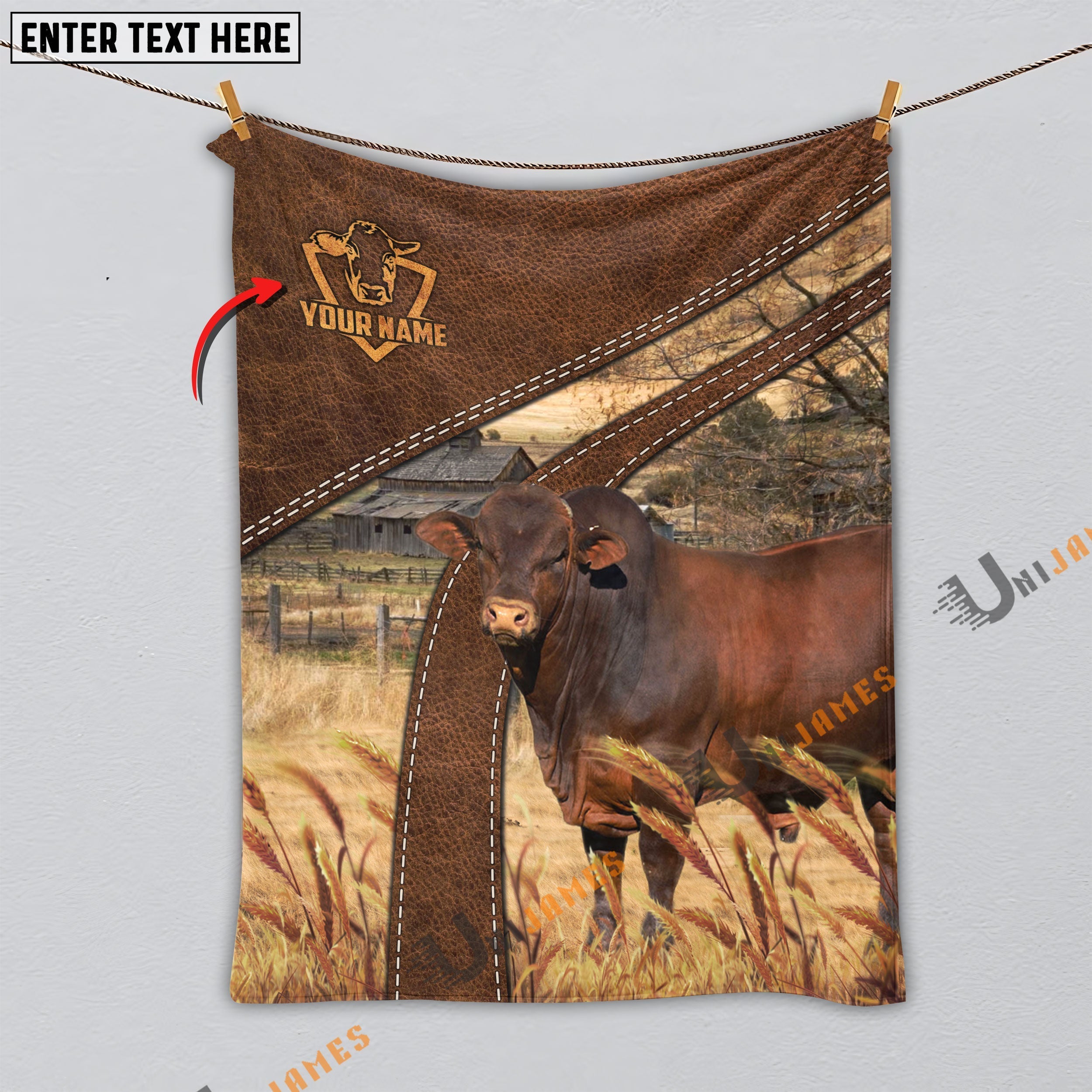 Personalized Name Beefmaster Brown Blanket