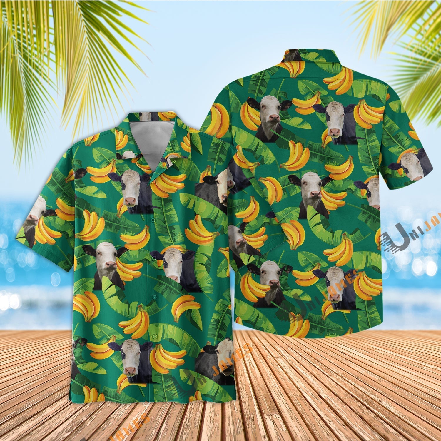 Black Baldy Banana Green Summer Hawaiian Shirt