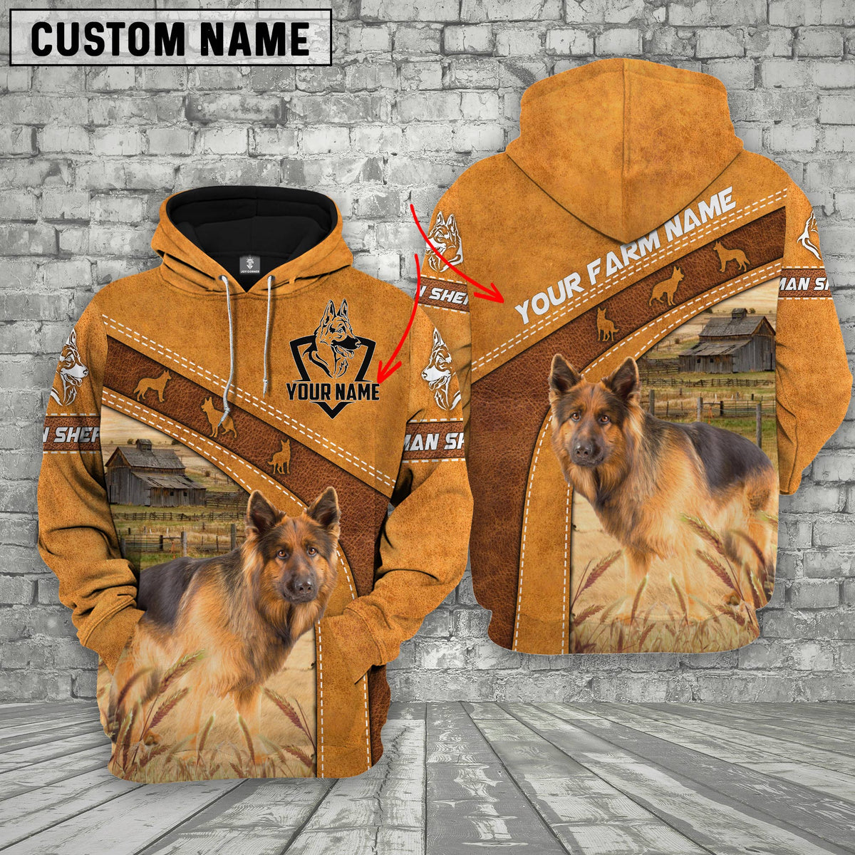 German Shepherd Custom Name Printed 3D Hoodie