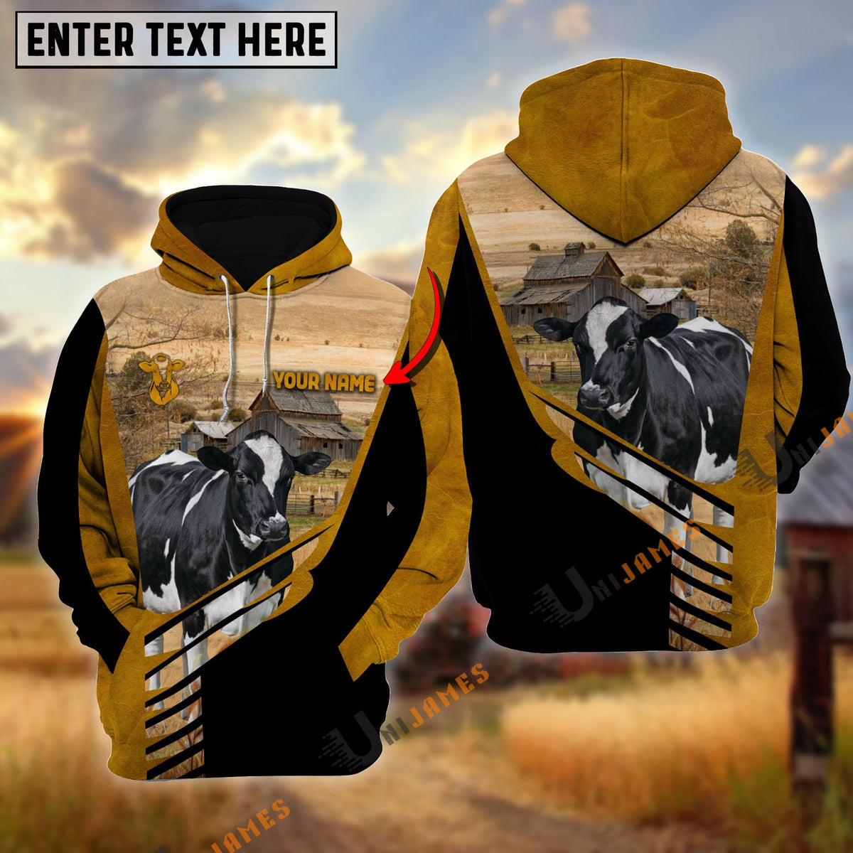 Lucky Holstein On Farm Personalized Name Hoodie