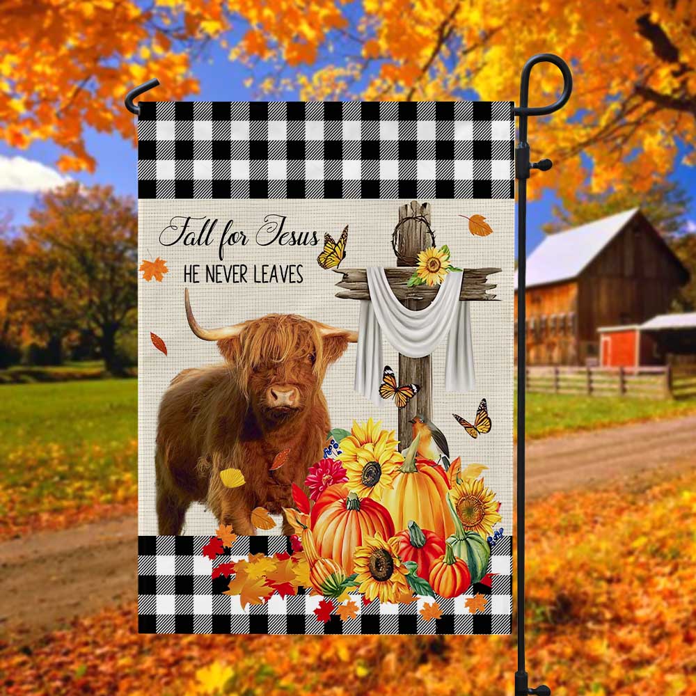 Highland Cattle Fall For Jesus Flag