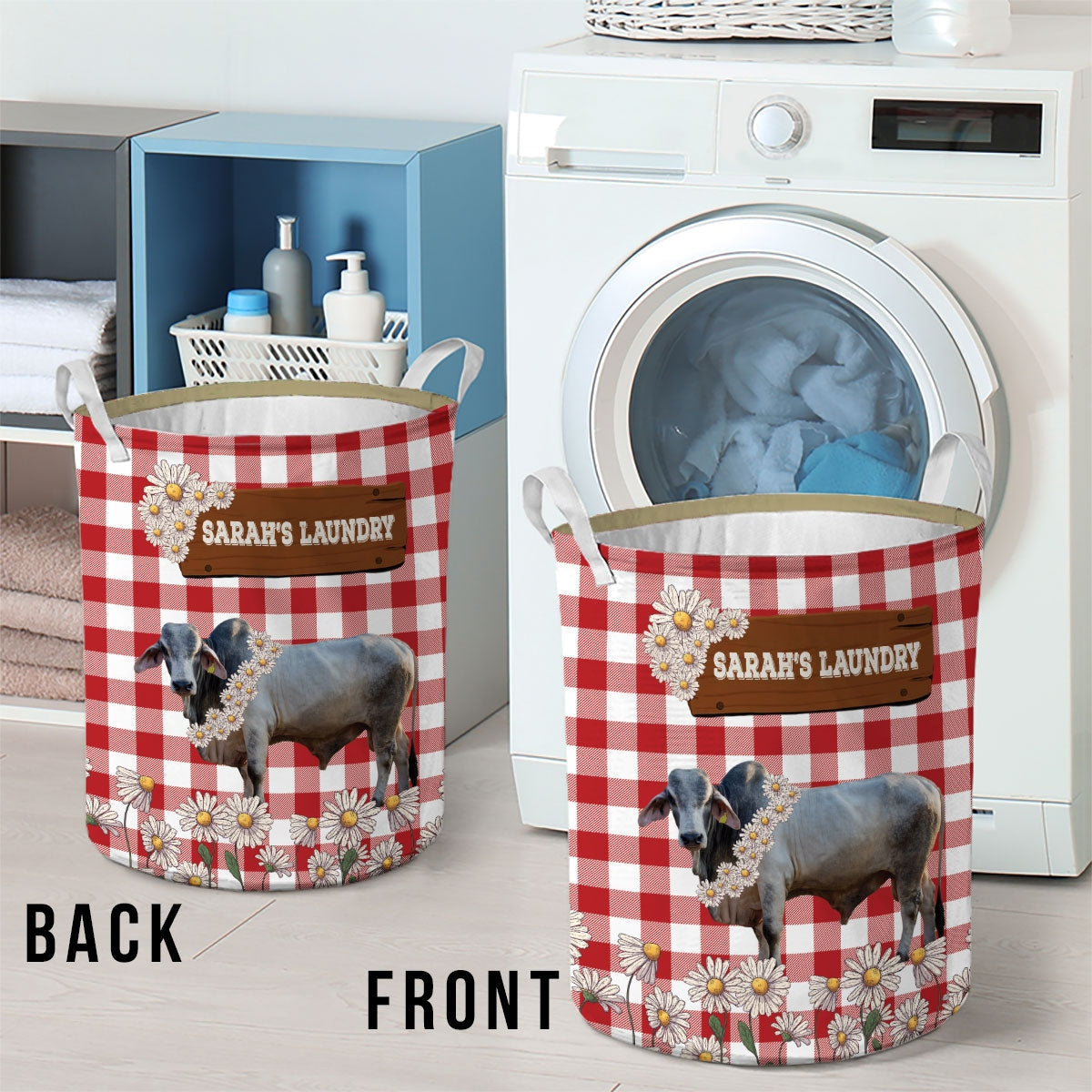 Personalized Brahman Daisy Flower Laundry Basket