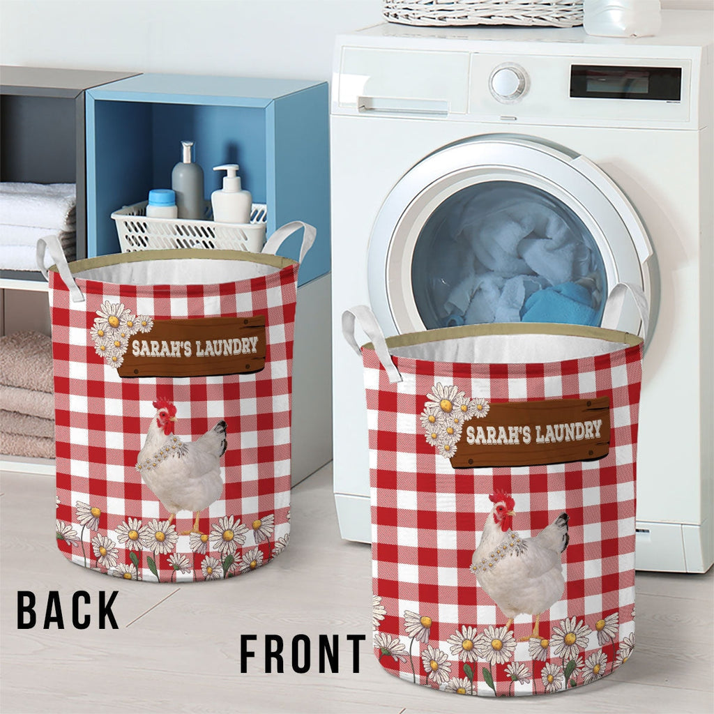 Personalized Chicken Daisy Flower Laundry Basket