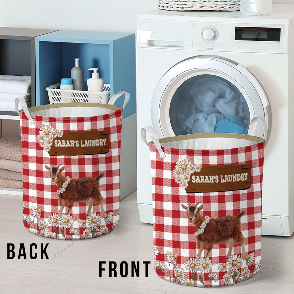 Personalized Goat Daisy Flower Laundry Basket