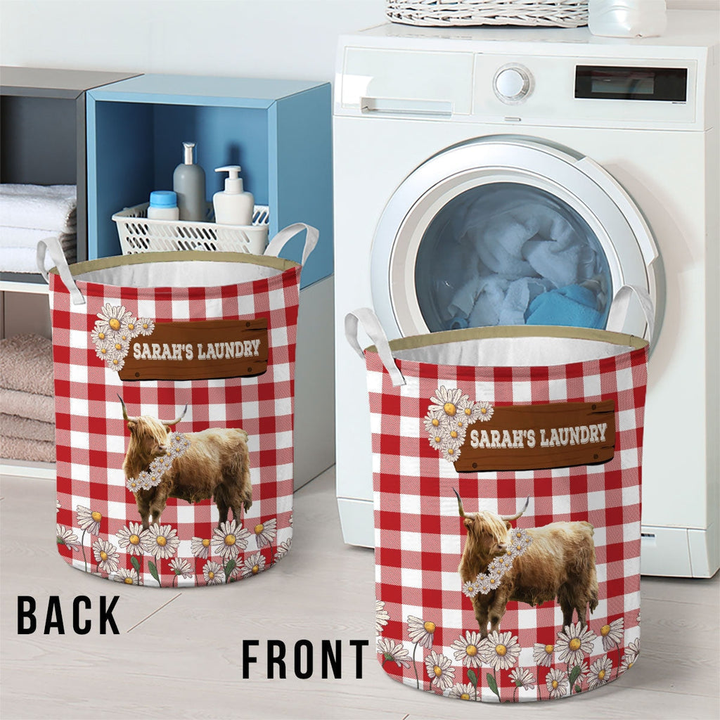 Personalized Highland Daisy Flower Laundry Basket