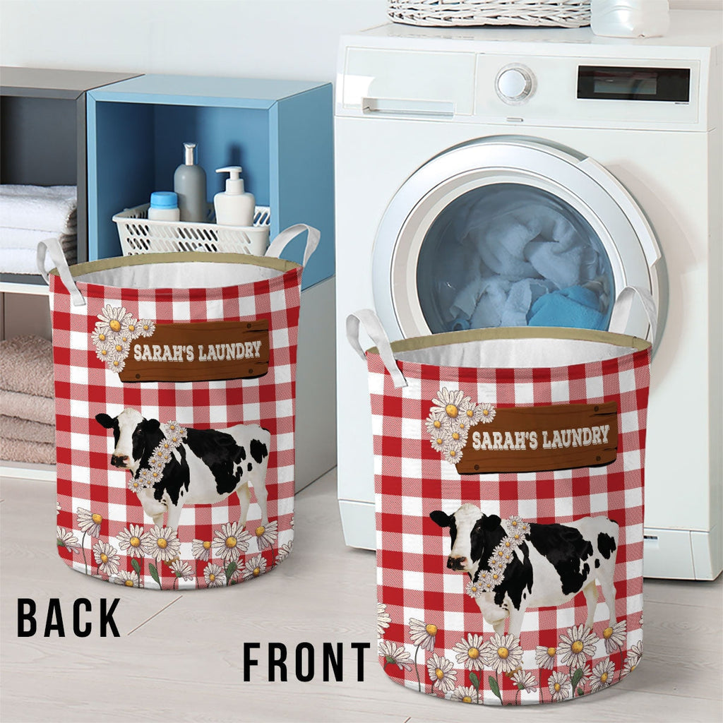 Personalized Holstein Daisy Flower Laundry Basket