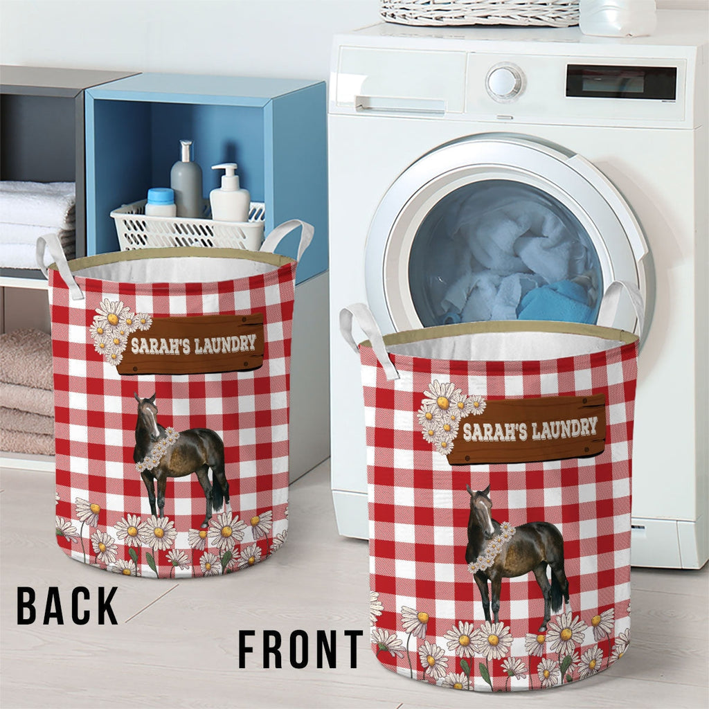 Personalized Horse Daisy Flower Laundry Basket