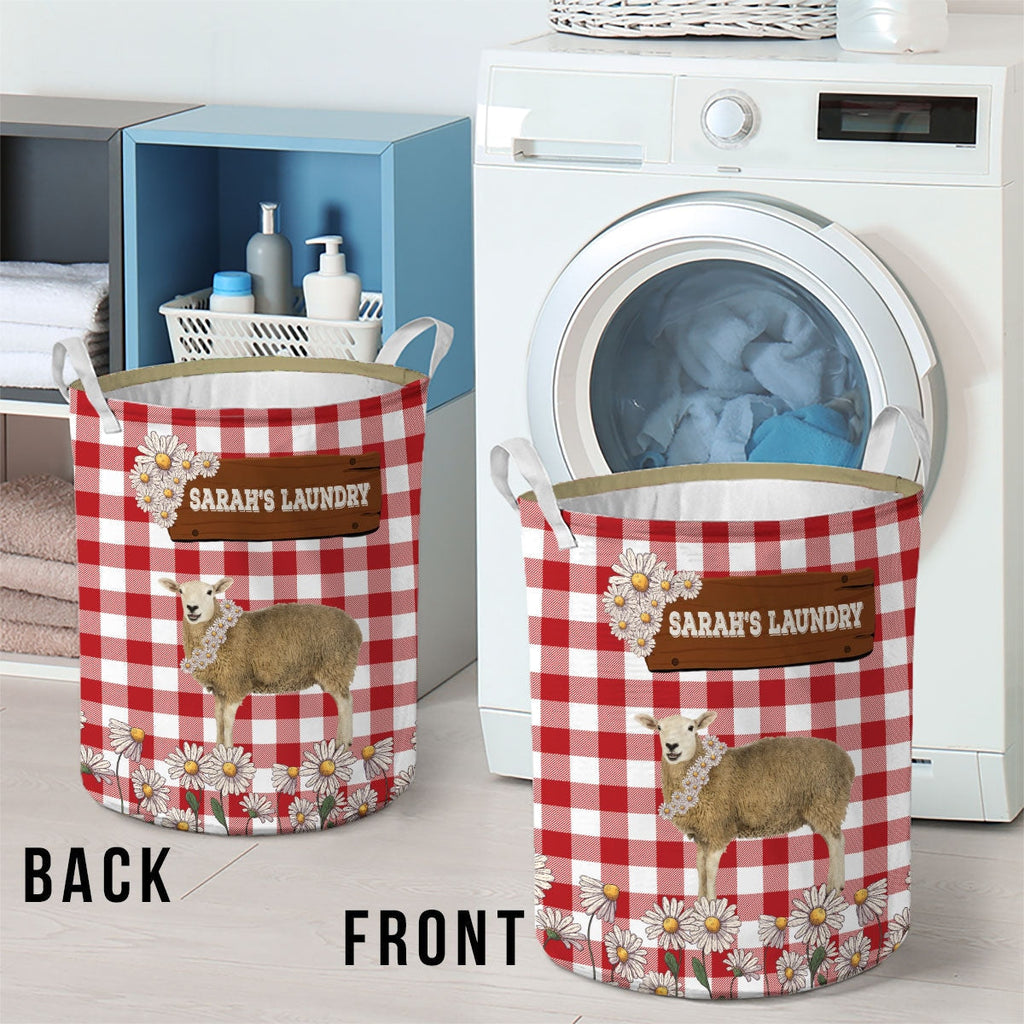 Personalized Sheep Daisy Flower Laundry Basket