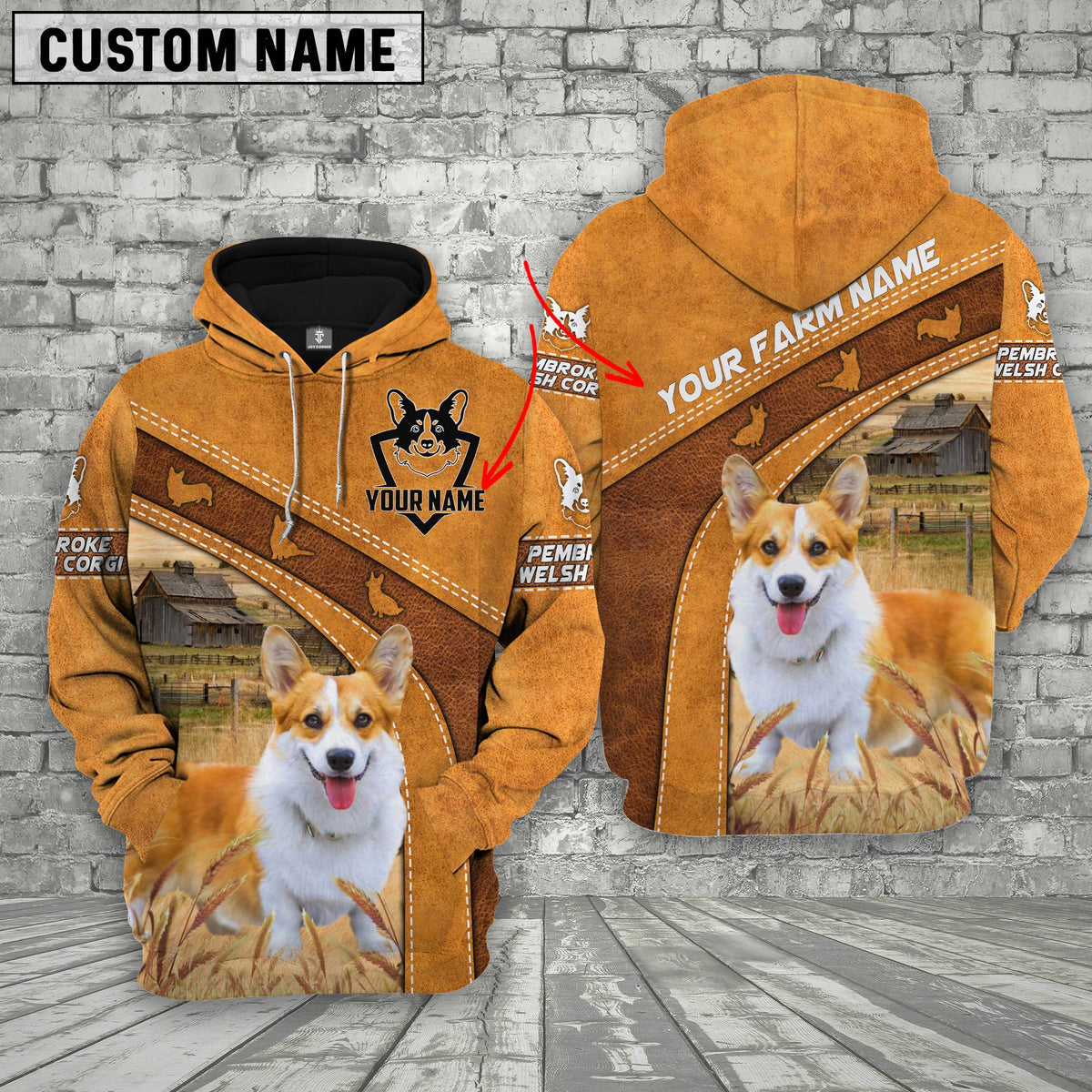 Pembroke Welsh Corgi Races Custom Name Printed 3D Hoodie