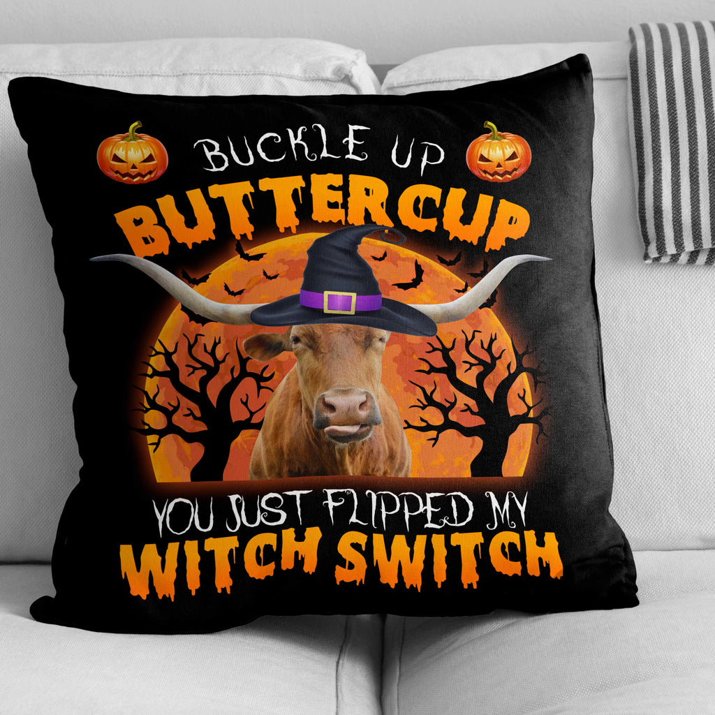 Happy Halloween TX-Longhorn Buckle Up Butter Cup Pillow Case