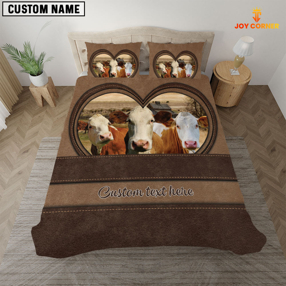Simmental In Heart Custom Name Bedding Set