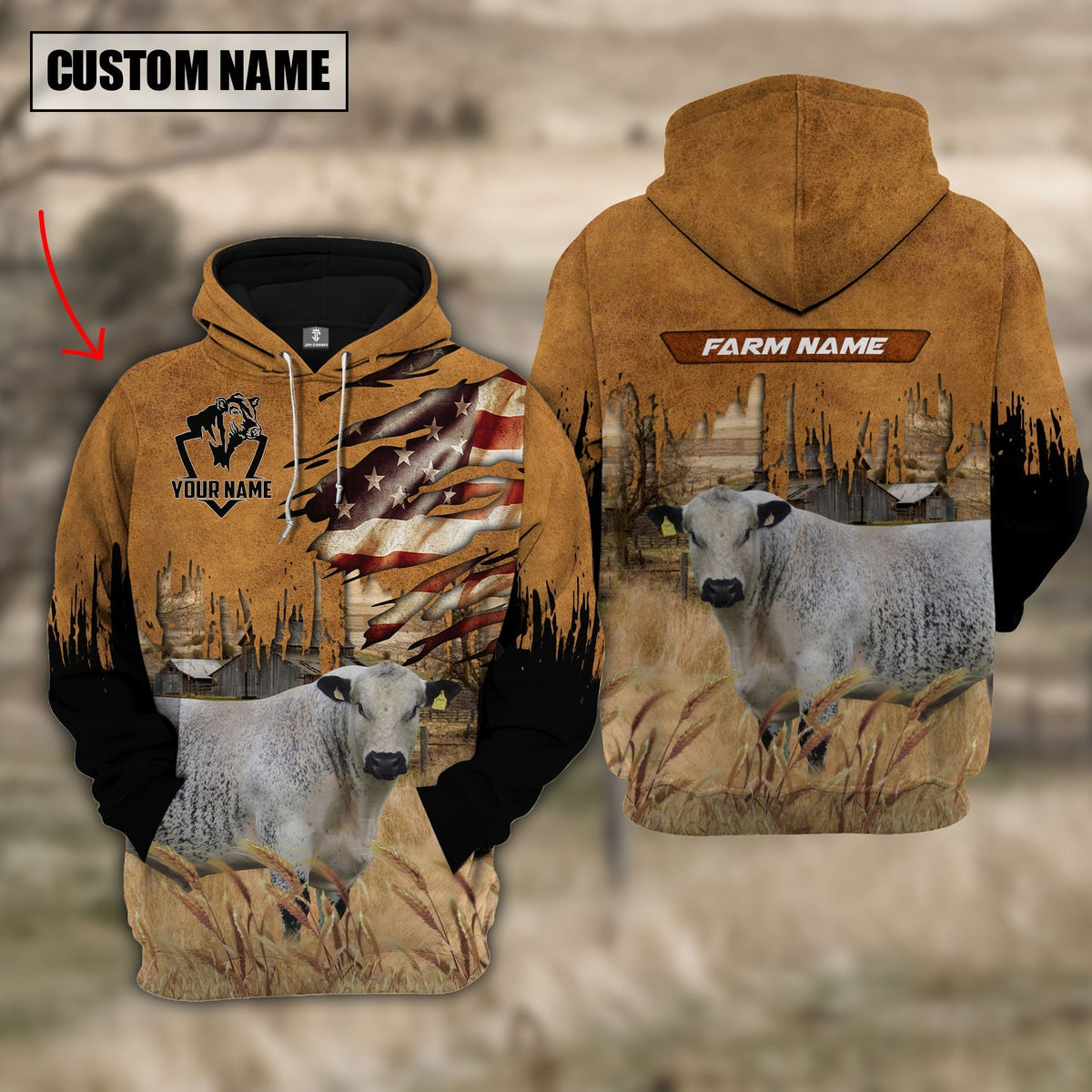 Speckle Park Custom Name US FLAG Pattern Hoodie