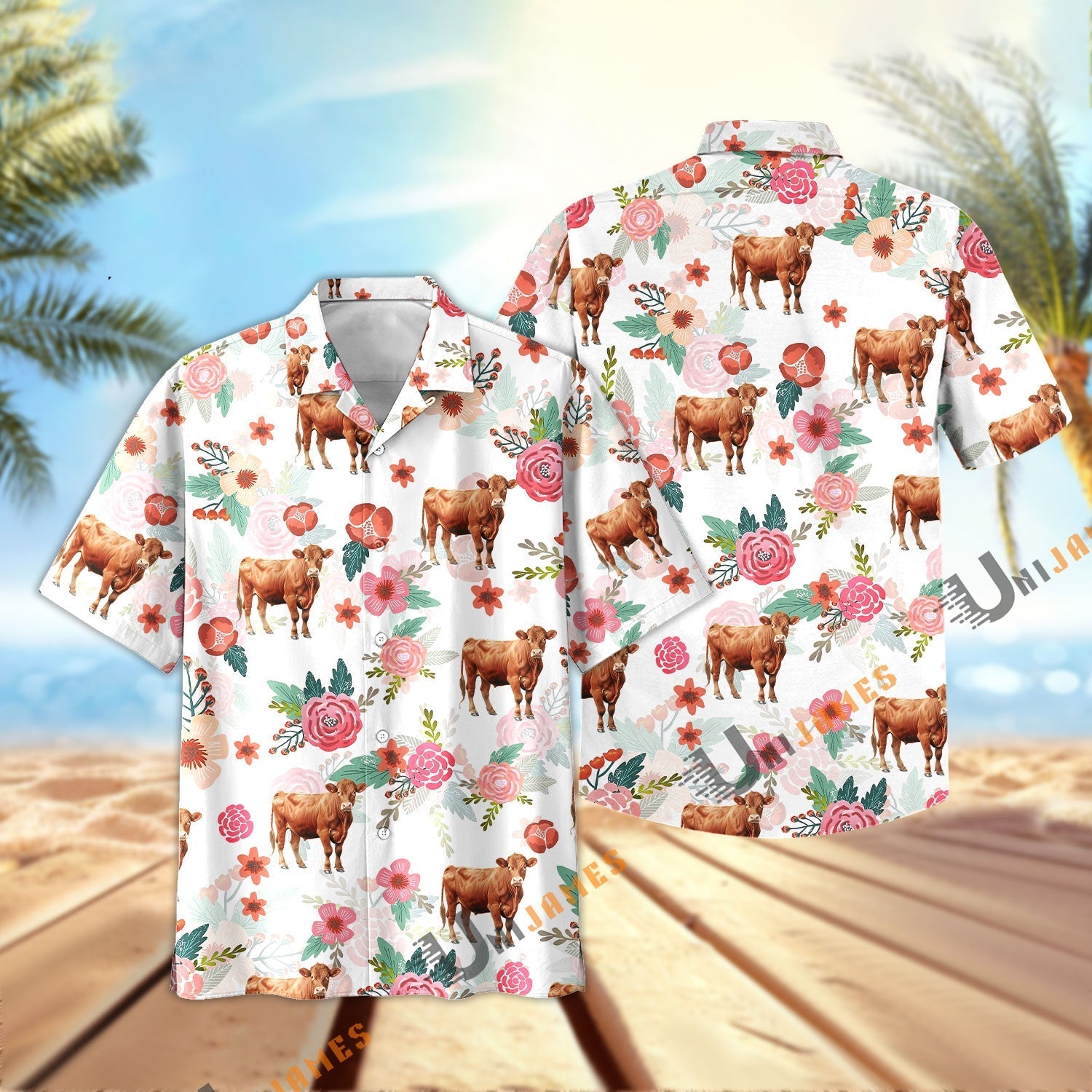 Red Angus Fresh Summer 3D Hawaiian Shirt
