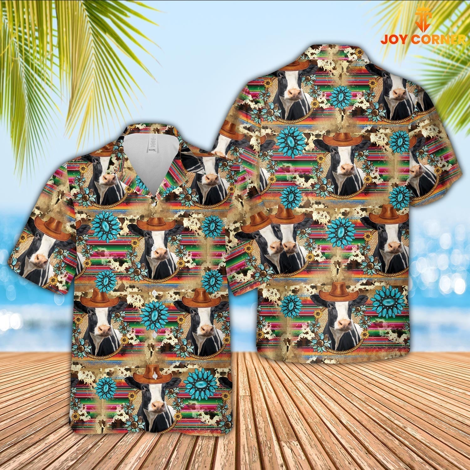 Holstein Cowboy Pattern 3D Hawaiian Shirt