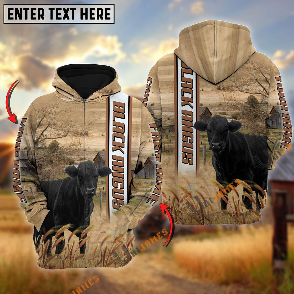 Black Angus Happy Farm Life Personalized Name, Farm Name 3D Hoodie