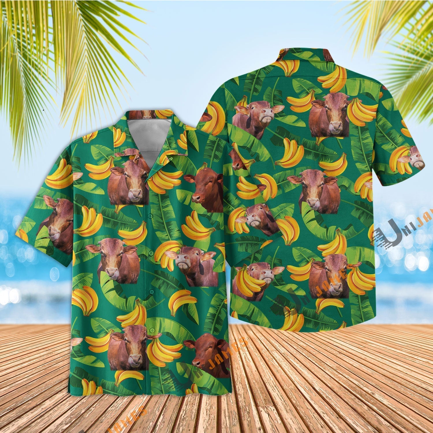 Beefmaster Banana Green Summer Hawaiian Shirt