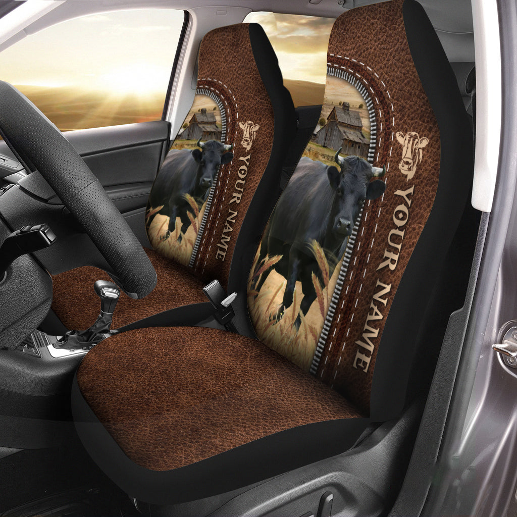 Dexter Personalized Name Leather Pattern Car Seat Covers Universal Fit (2Pcs)