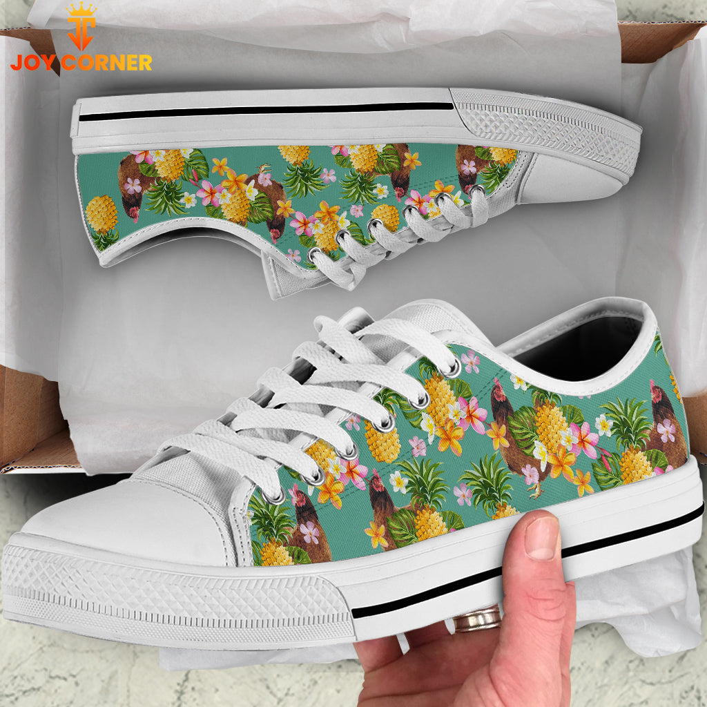 Chicken Pineapple Pattern Low Top Shoes