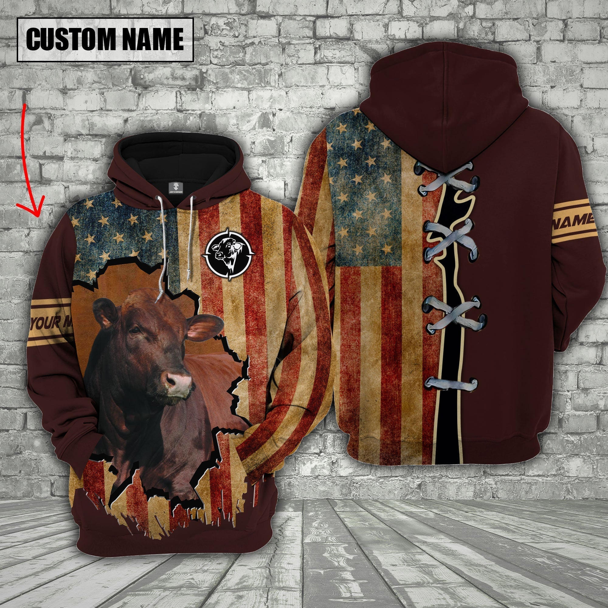Beefmaster US Flag Retro Personalized 3D Hoodie