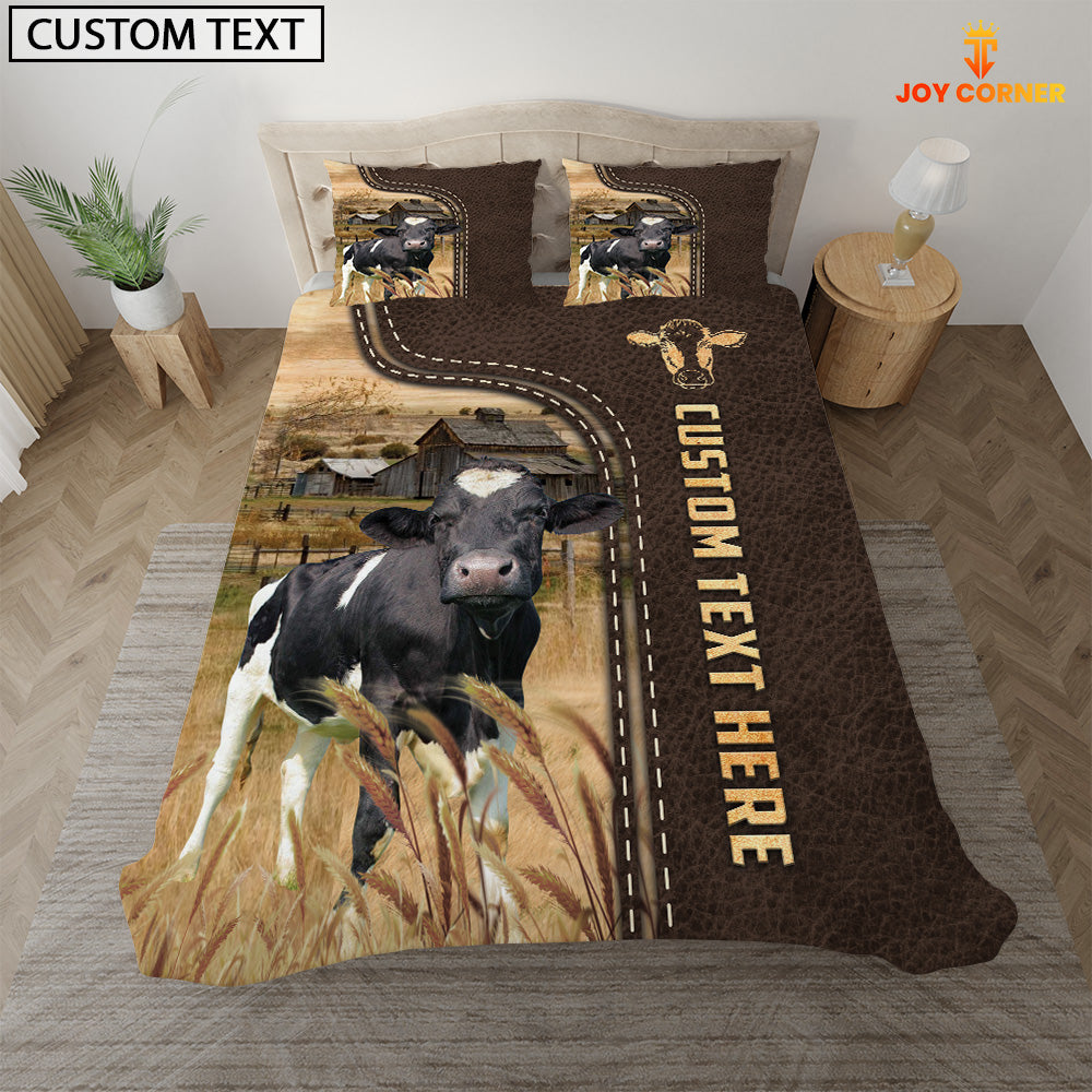 Holstein Custom Text Leather Pattern Bedding Set
