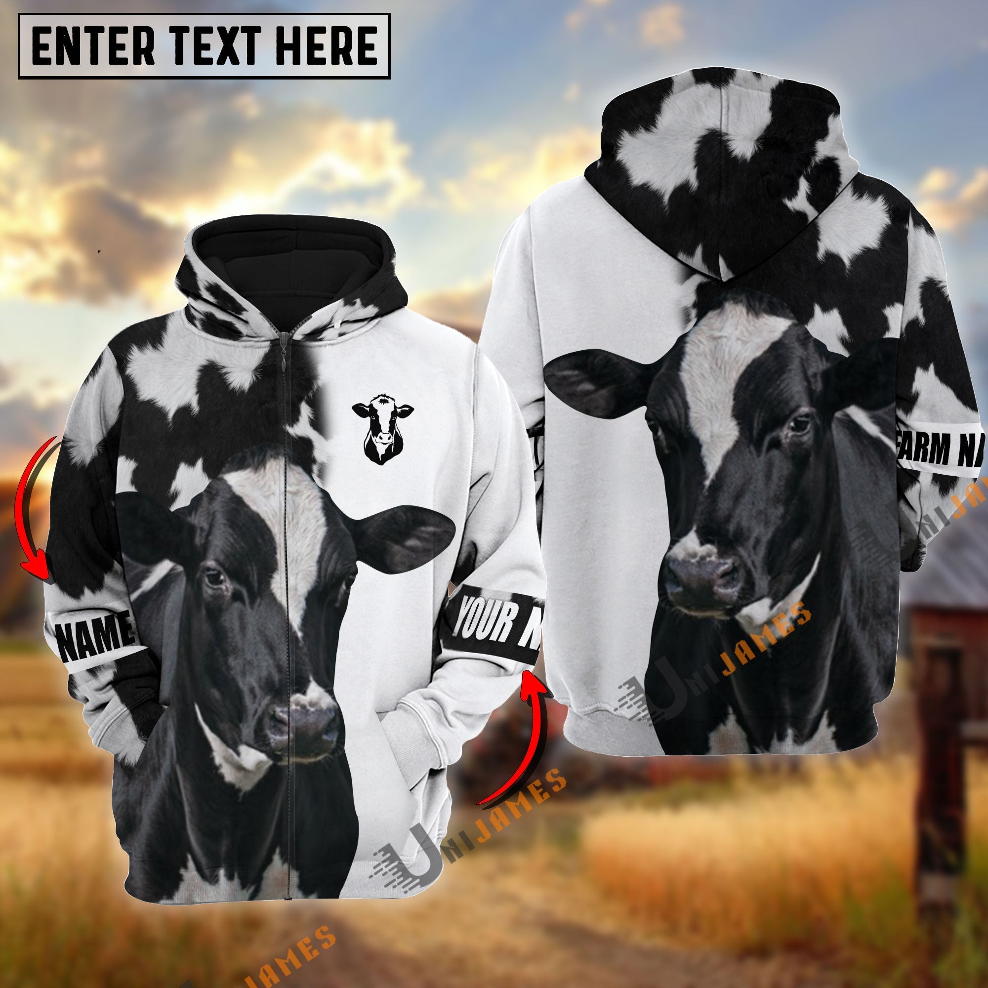 Holstein Cattle And White Personalized Name Shirt