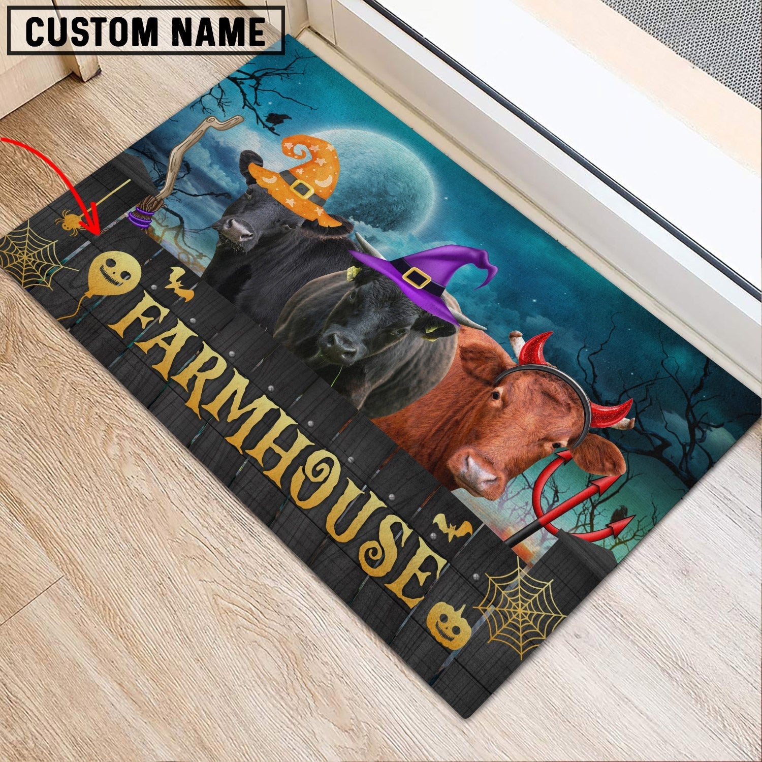 Dexter Farmhouse Halloween Custom Name Doormat