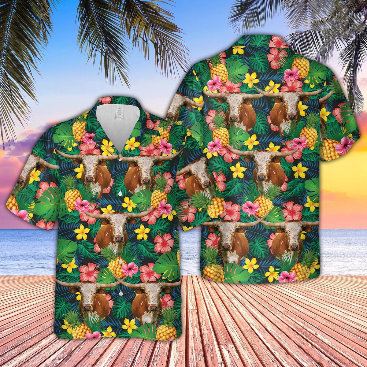 Texas Longhorn Summer Pattern 3D Hawaiian Shirt