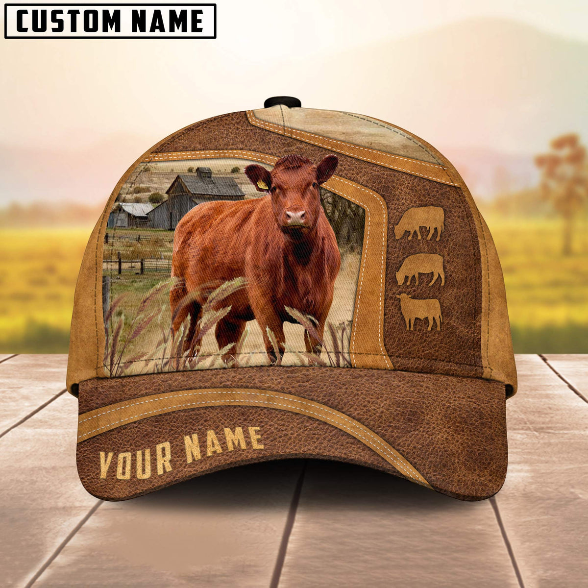 Red Angus On The Farm Custom Name Cap