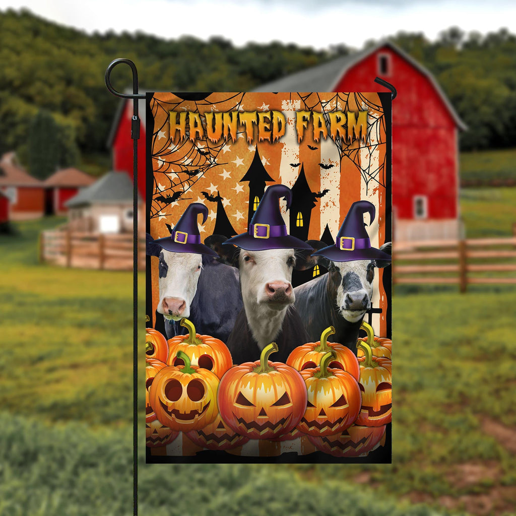 Black Baldy Cattle Haunted Farm Halloween Flag