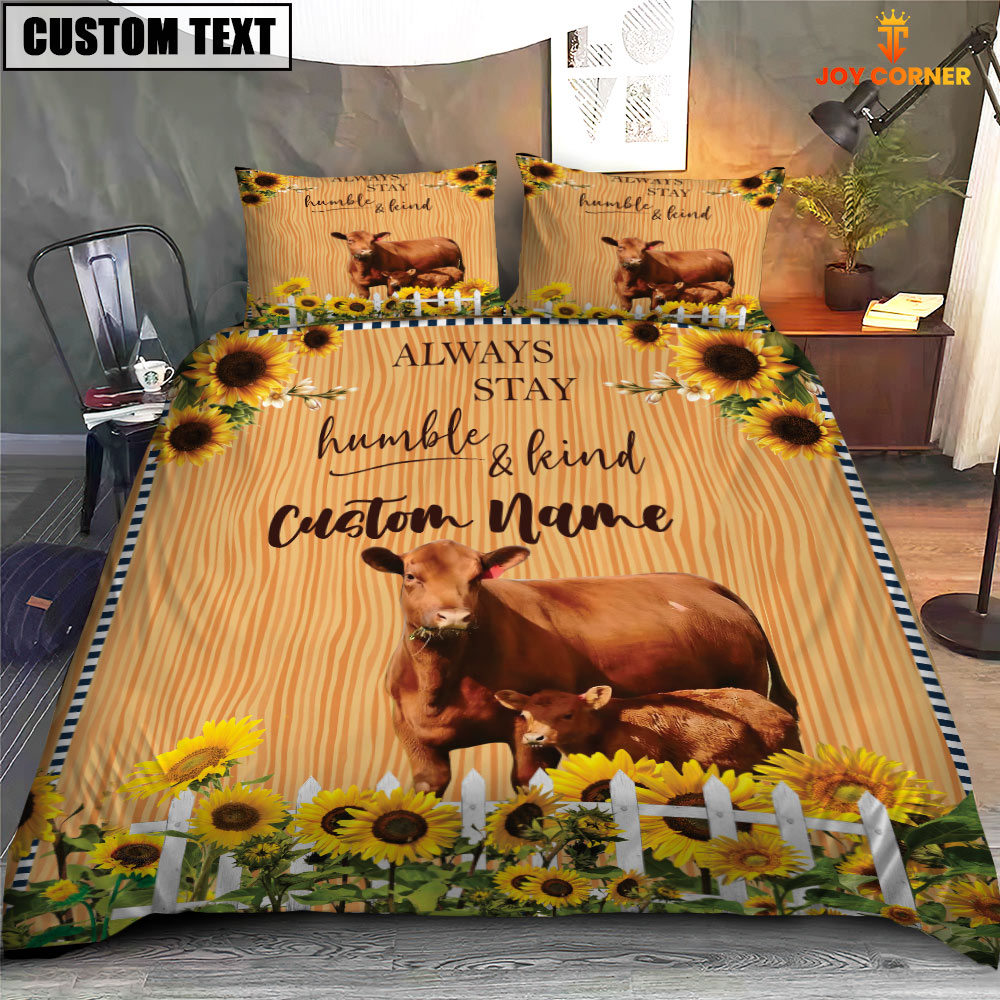 Red Angus Stay Humble And Kind Bedding Set