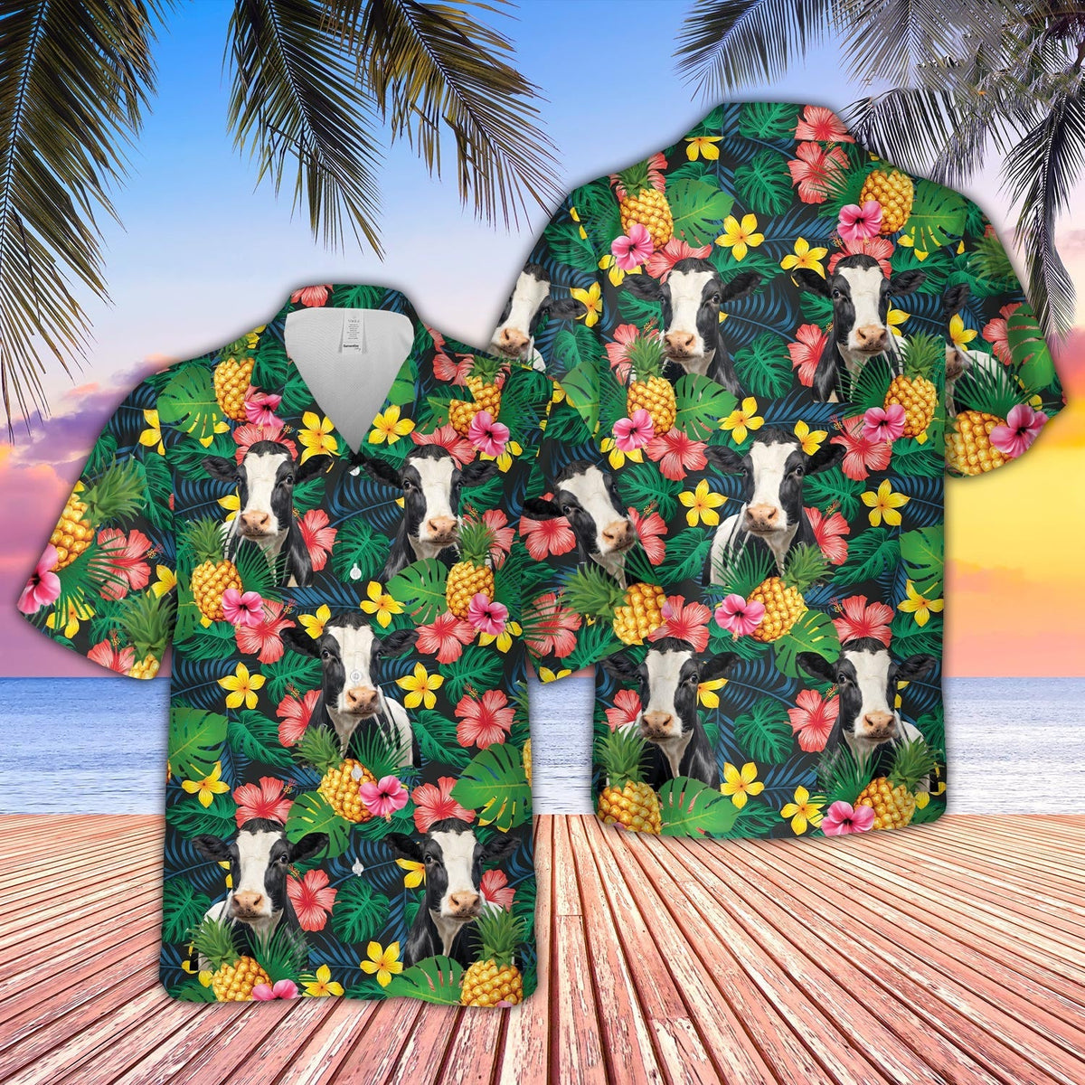 Holstein Summer Pattern 3D Hawaiian Shirt