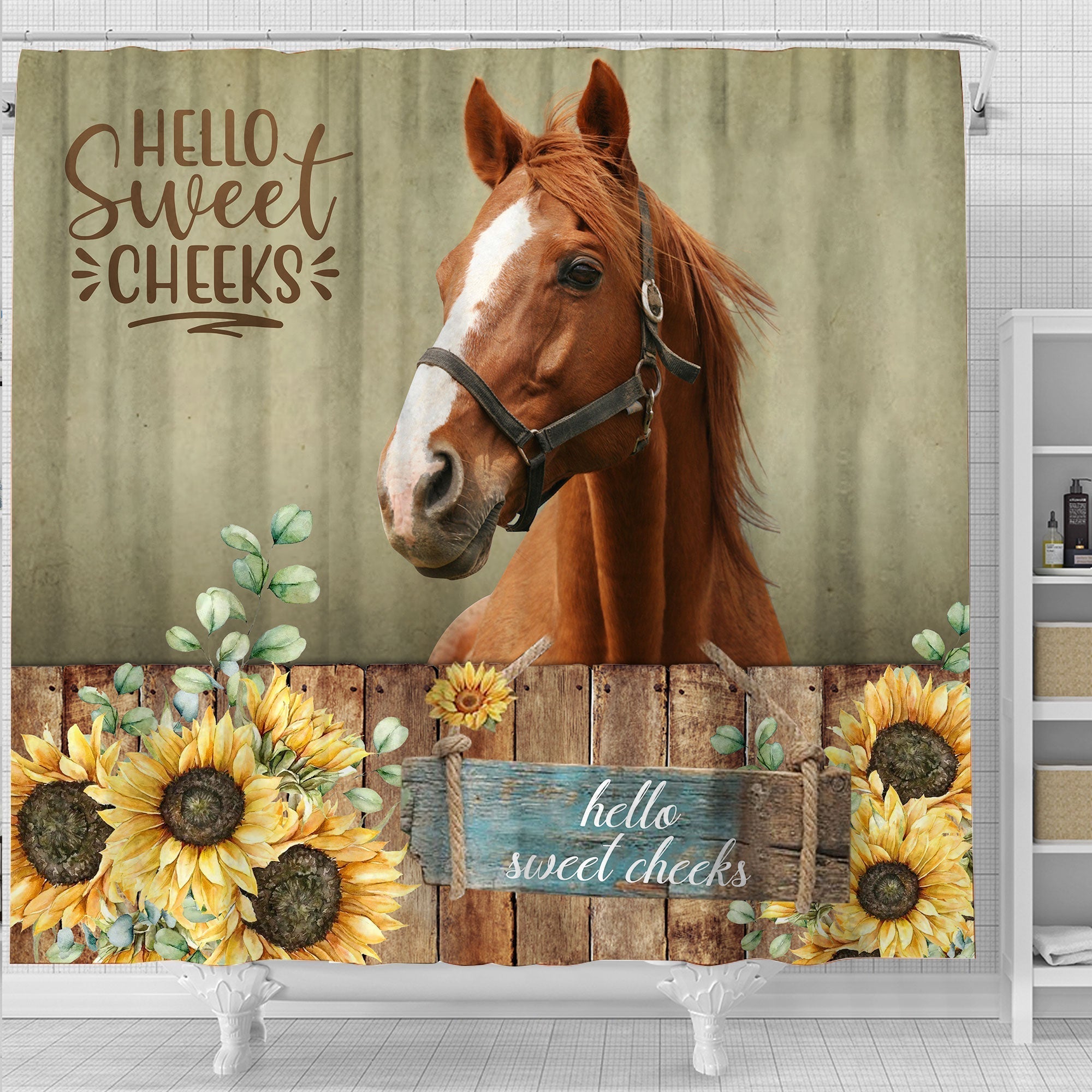 Horse Hello Sweet Cheeks 3D Shower Curtain