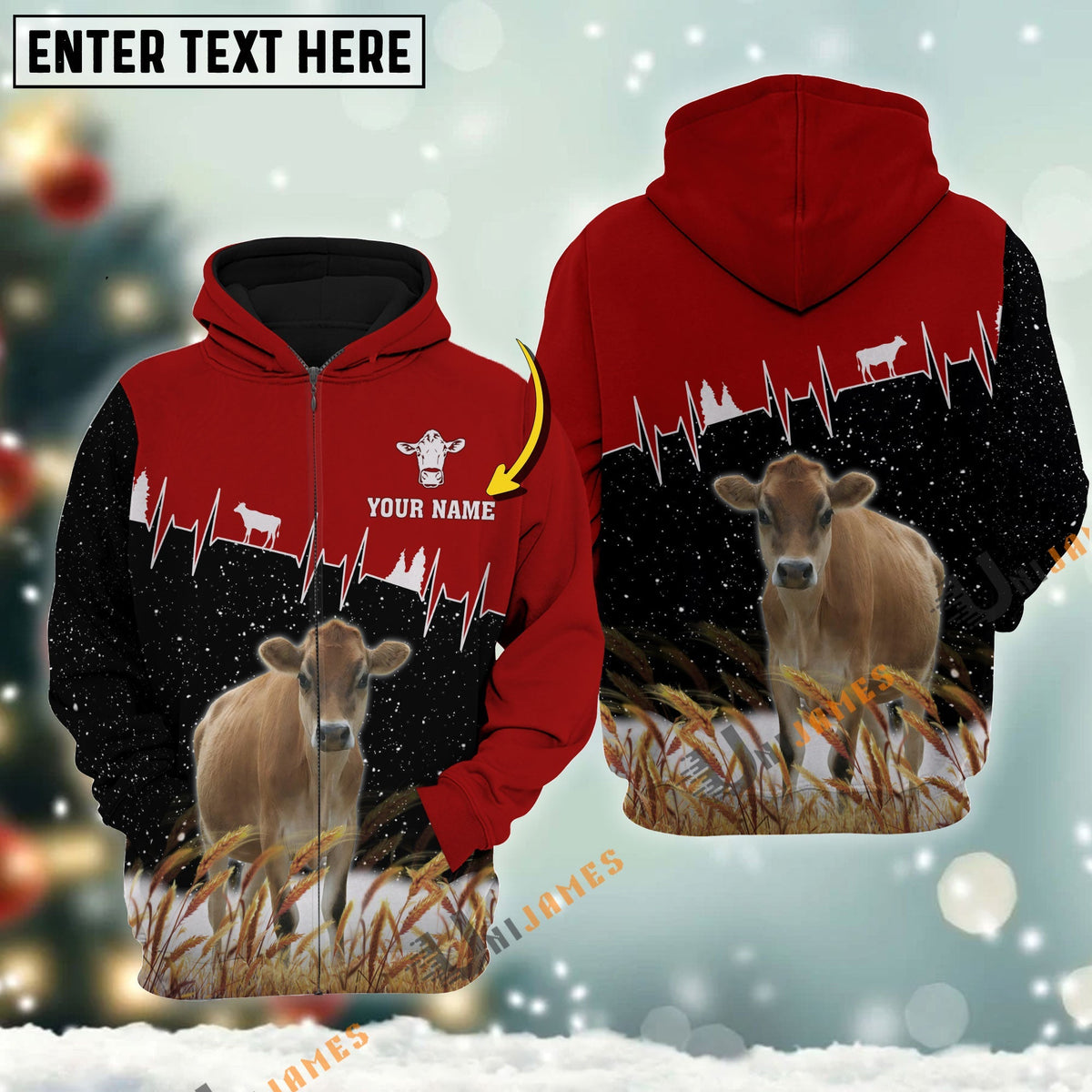 Personalized Name Jersey Xmas Hoodie