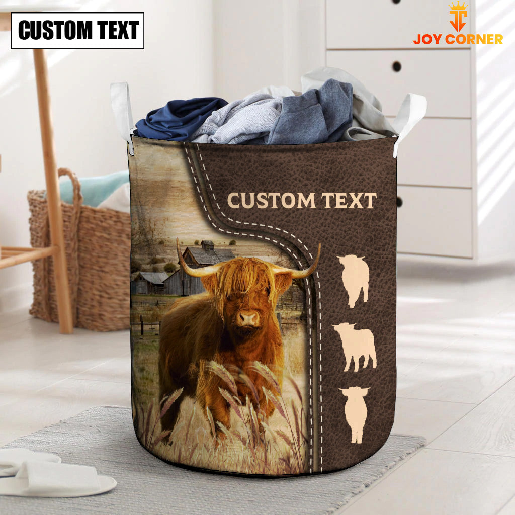 Highland Custom Name Leather Pattern Laundry Basket