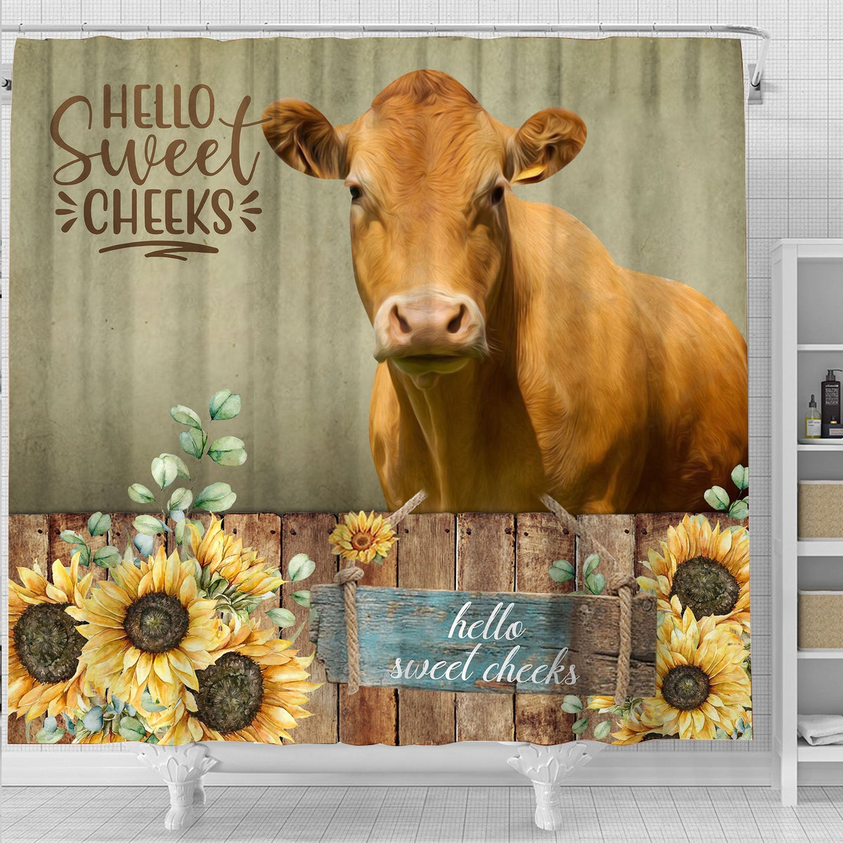 Limousin Hello Sweet Cheeks 3D Shower Curtain