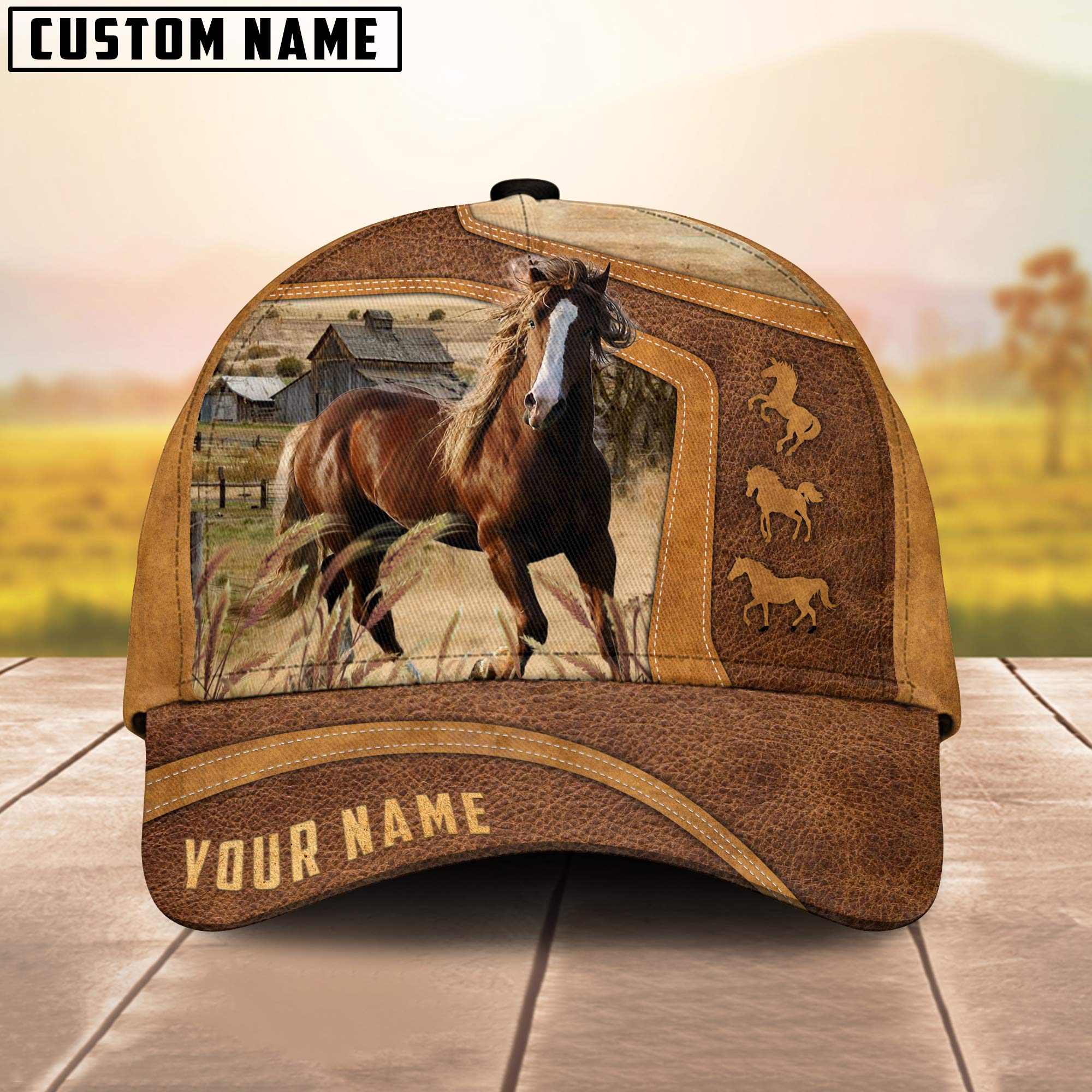 Horse On The Farm Custom Name Cap