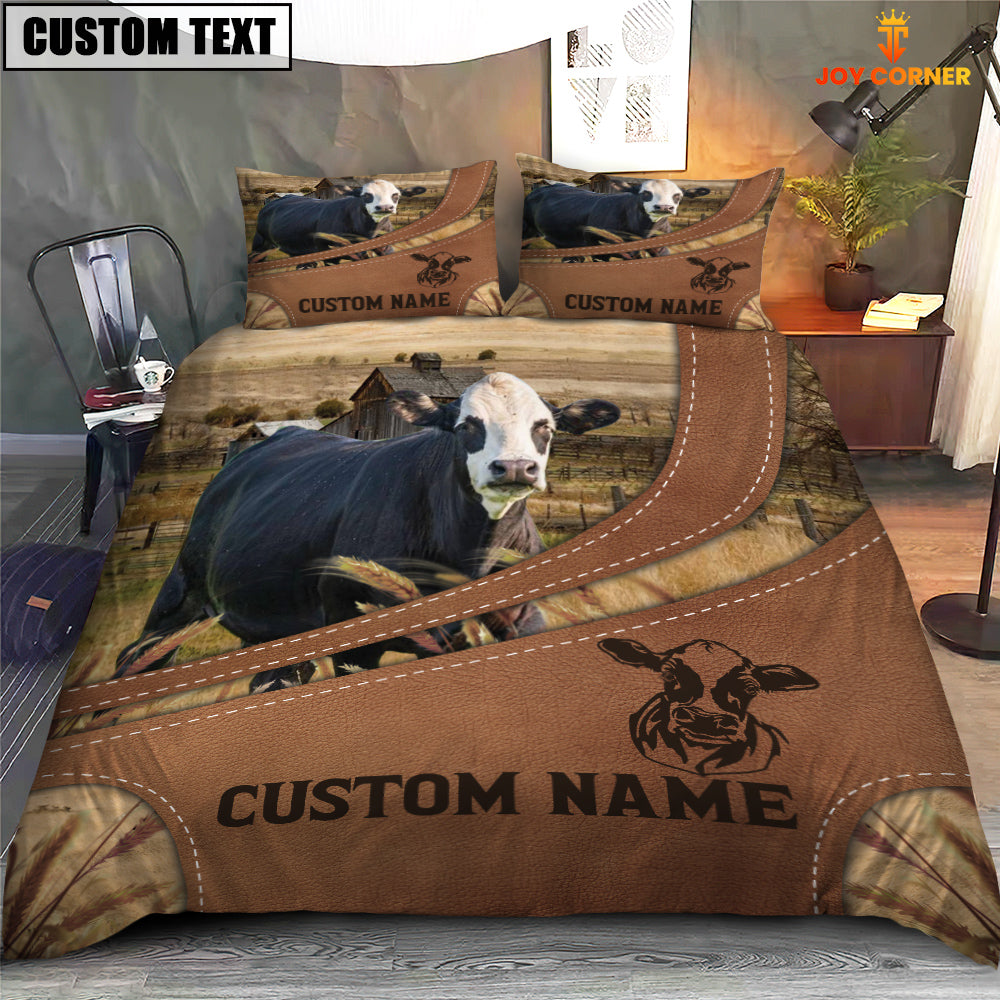 Custom Name Black Baldy On Farm Bedding Set