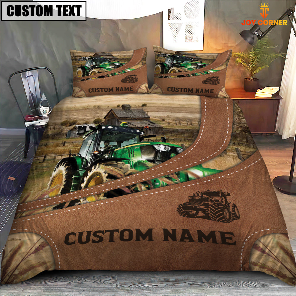 Custom Name Tractor On Farm Bedding Set