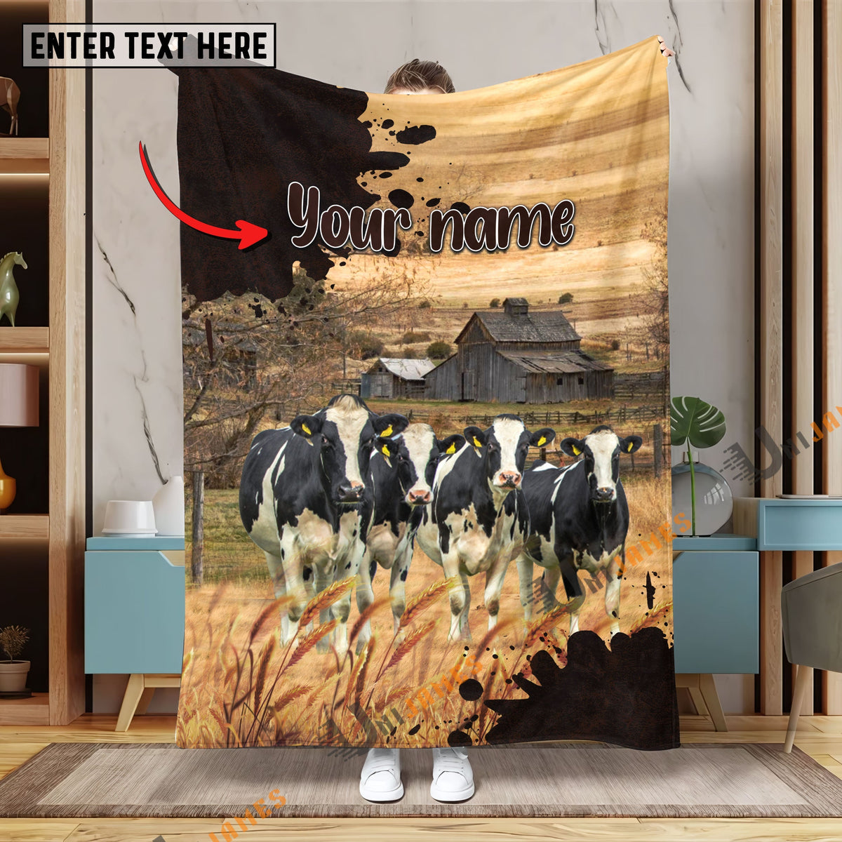 Personalized Name Diligent Holstein Blanket